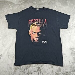 Rodzilla Dennis Rodman Shirt Men Large Black NWO WCW Pro Wrestling 90s Y2K Faded